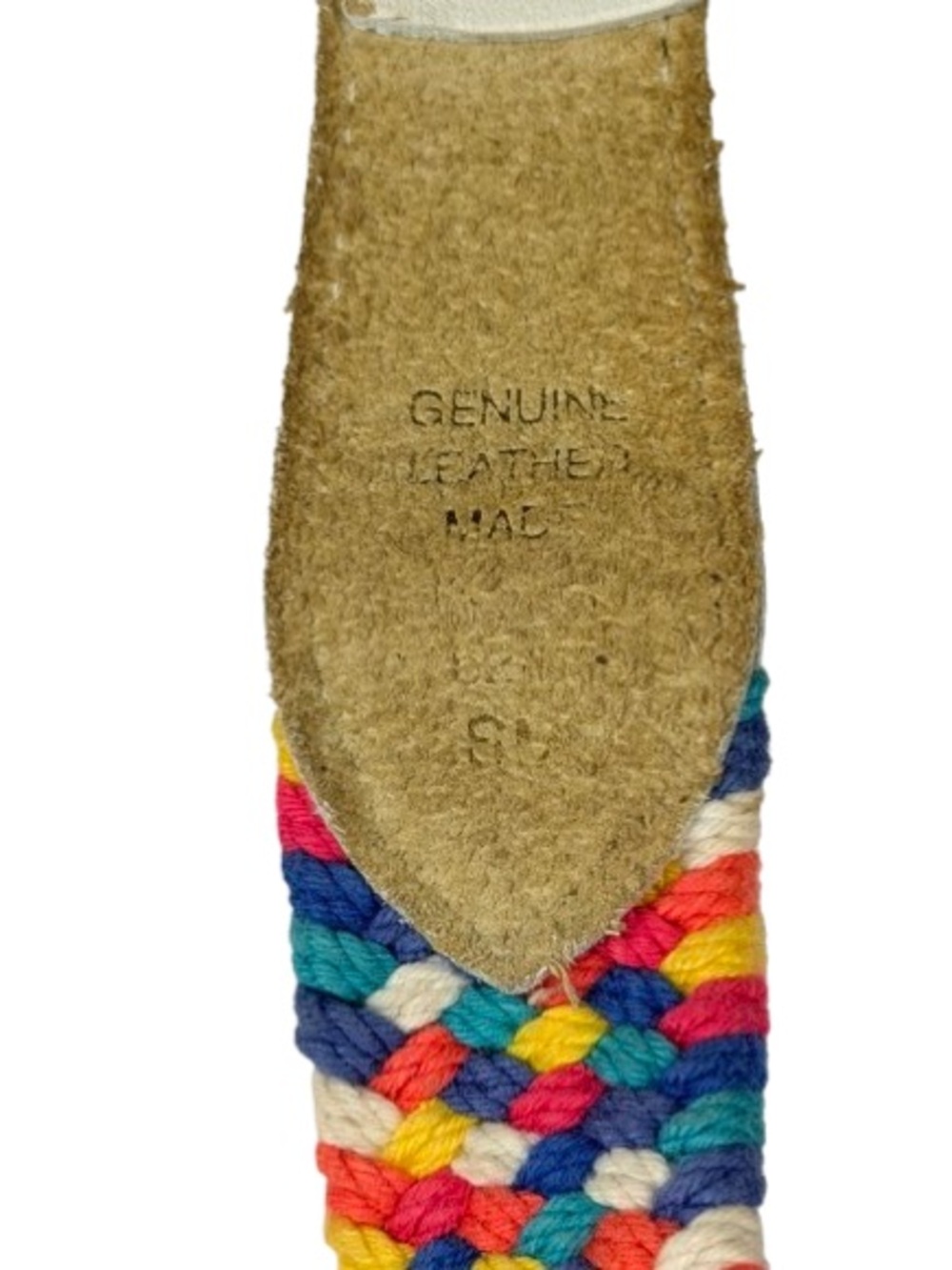 Vintage Rainbow Braided Woven Leather Belt Small Medium 31” Boho Pride Colorful - Picture 5 of 8